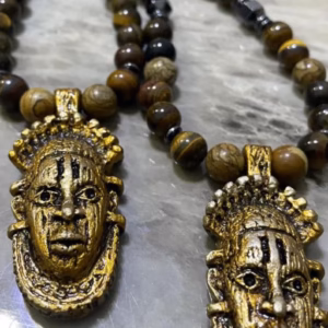 Benin Mask with Authentic Crystals - Tribal African Necklace